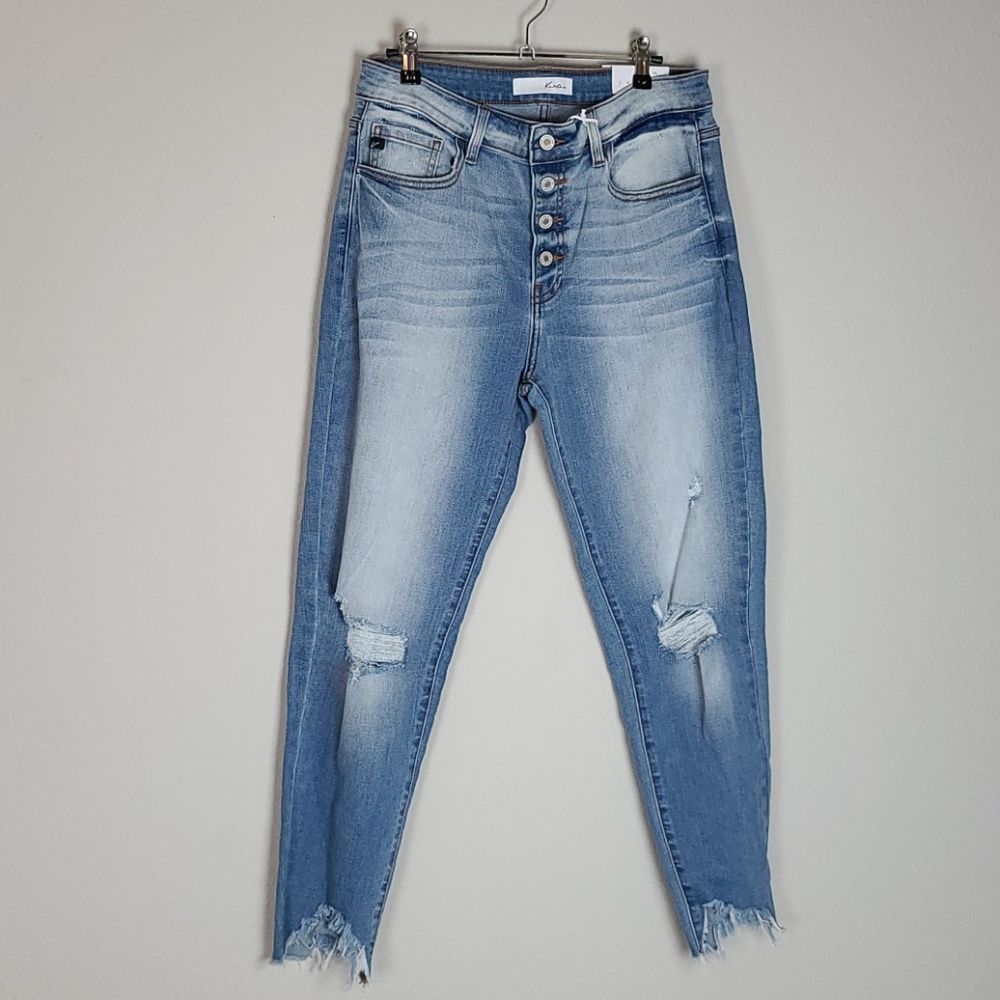 Kancan Light Wash High Rise Button Fly Skinny Jean - Picture 14 of 15